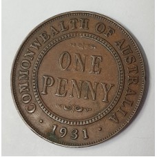AUSTRALIA 1931 . ONE 1 PENNY . VARIETY . KEY DATE . INDIAN DIE 
